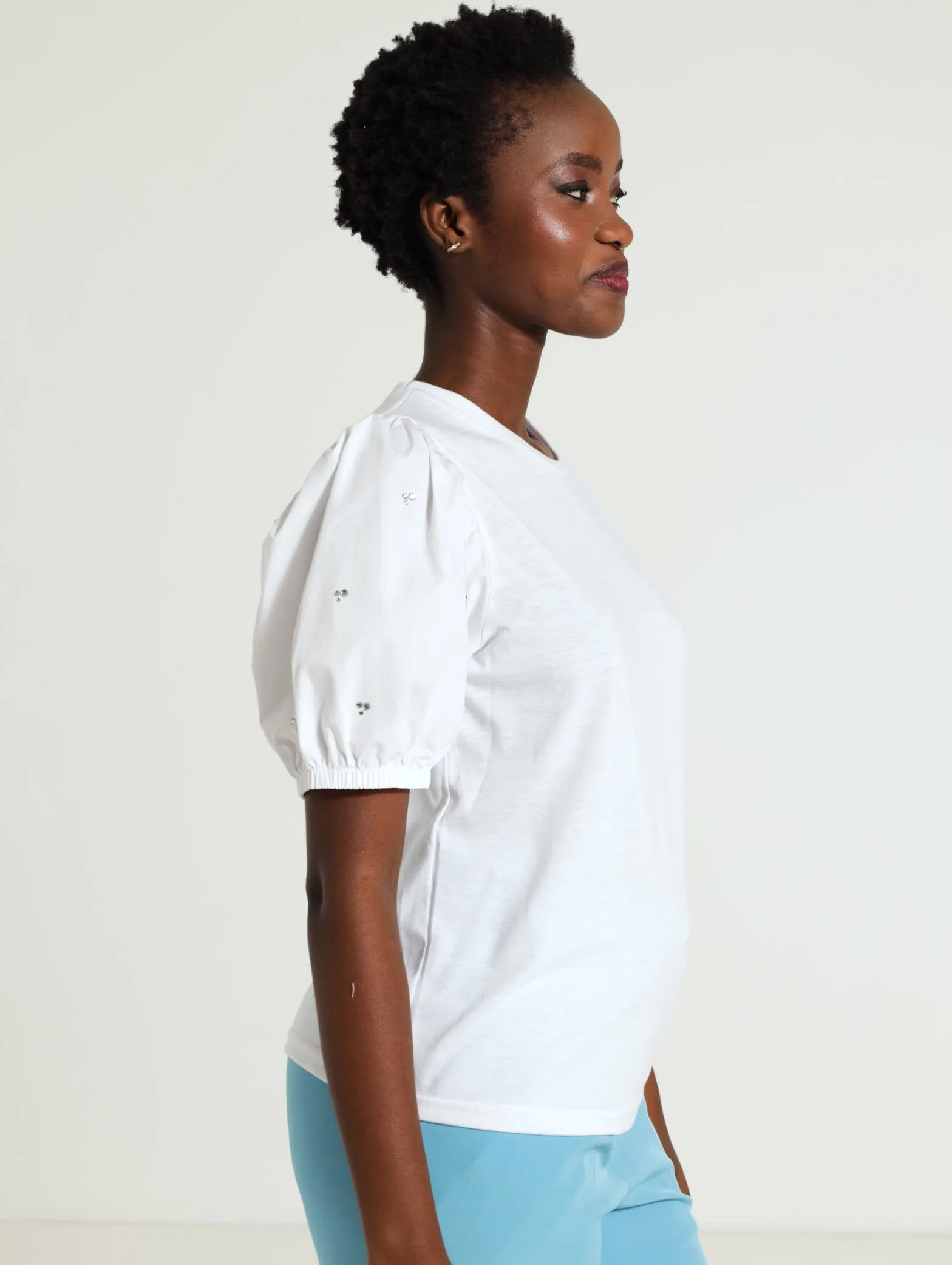 Diamante Puff Sleeve Tee - White sold by Edgars product image thumbnail 2