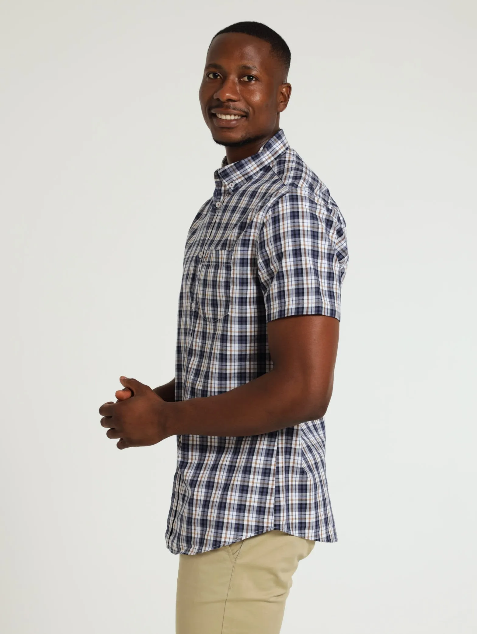 Bege Check Shirt - Navy sold by Edgars product image thumbnail 2