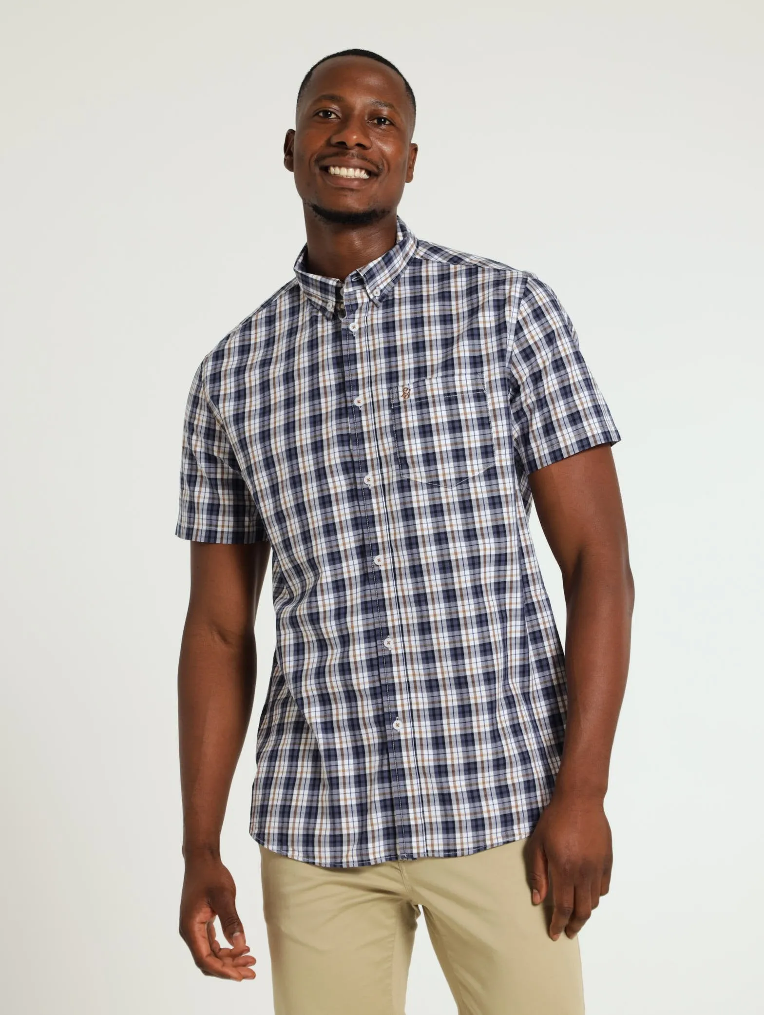 Bege Check Shirt - Navy sold by Edgars