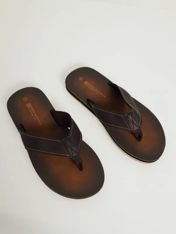 Burnished Footbed Wide Vamp Sandal - Chocolate sold by Edgars 