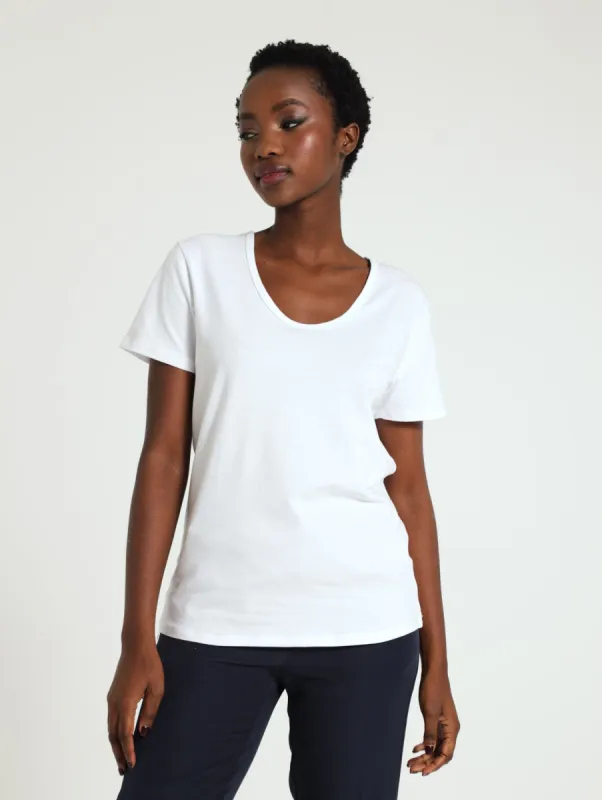 Voop Neck Stretch Tee - White sold by Edgars