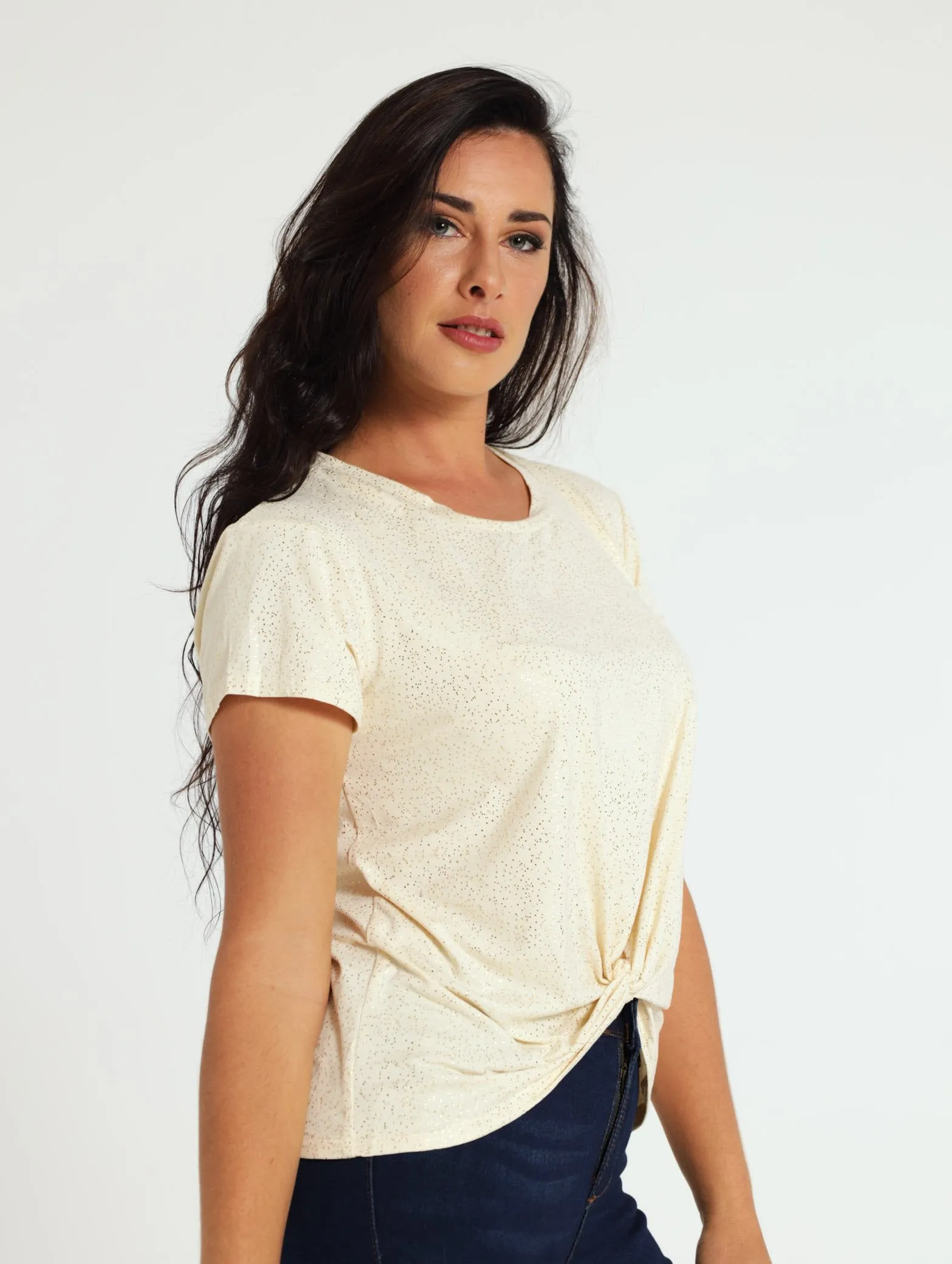 Knot Front Foil Tee - Cream sold by Edgars product image thumbnail 2