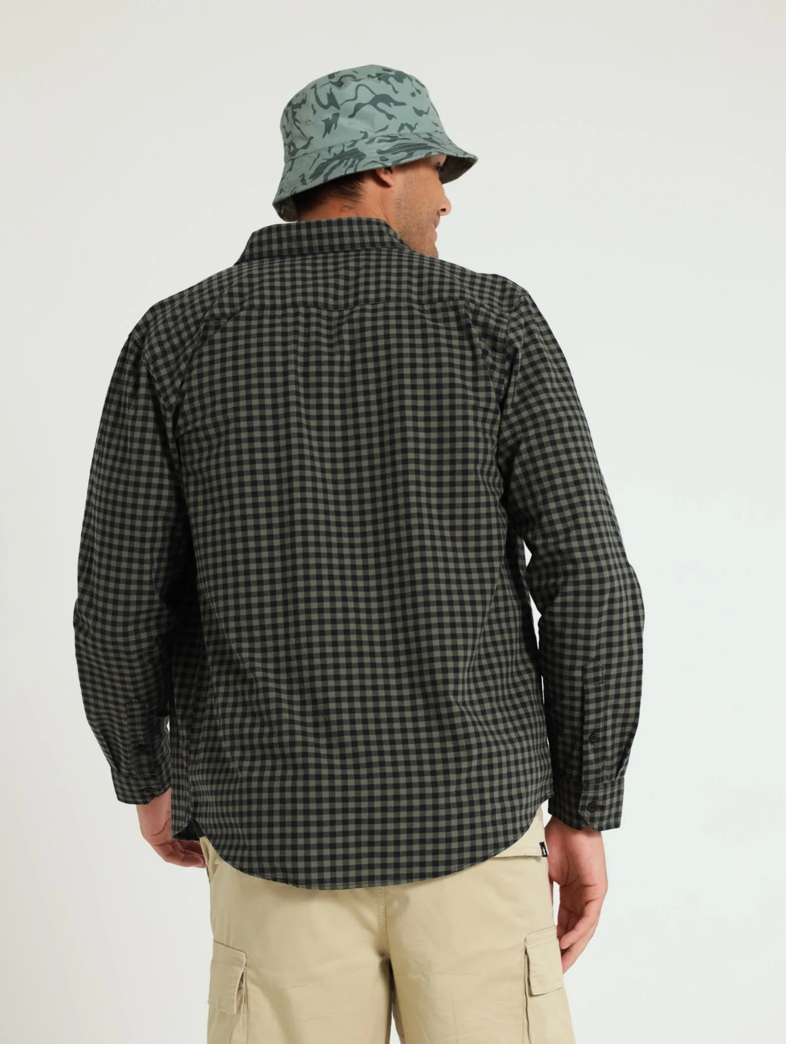 Long Sleeve Fine Check Woven Shirt - Fatigue/Black sold by Edgars product image thumbnail 4