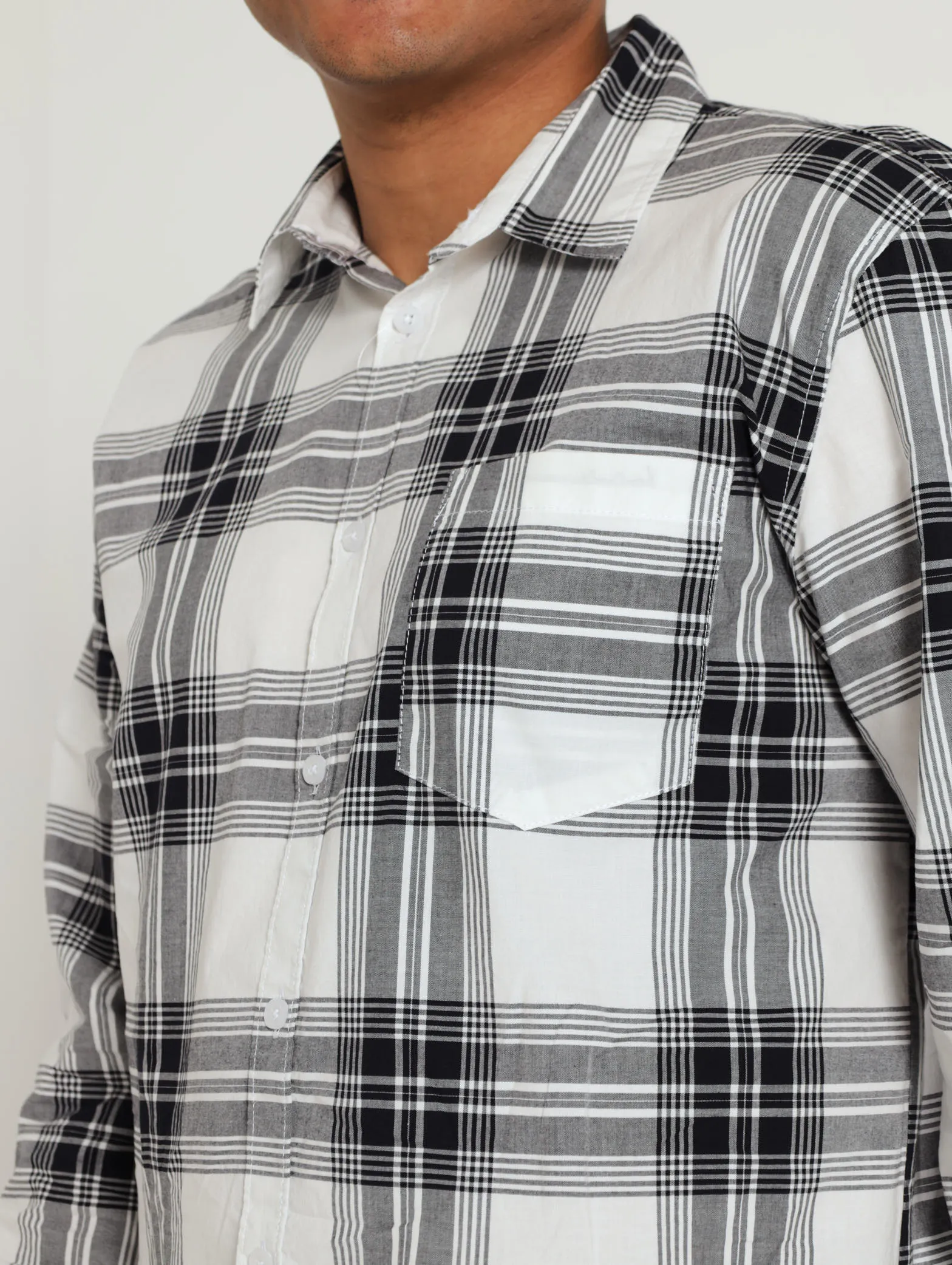 Long Sleeve Check Woven Shirt - White/Black sold by Edgars product image thumbnail 5