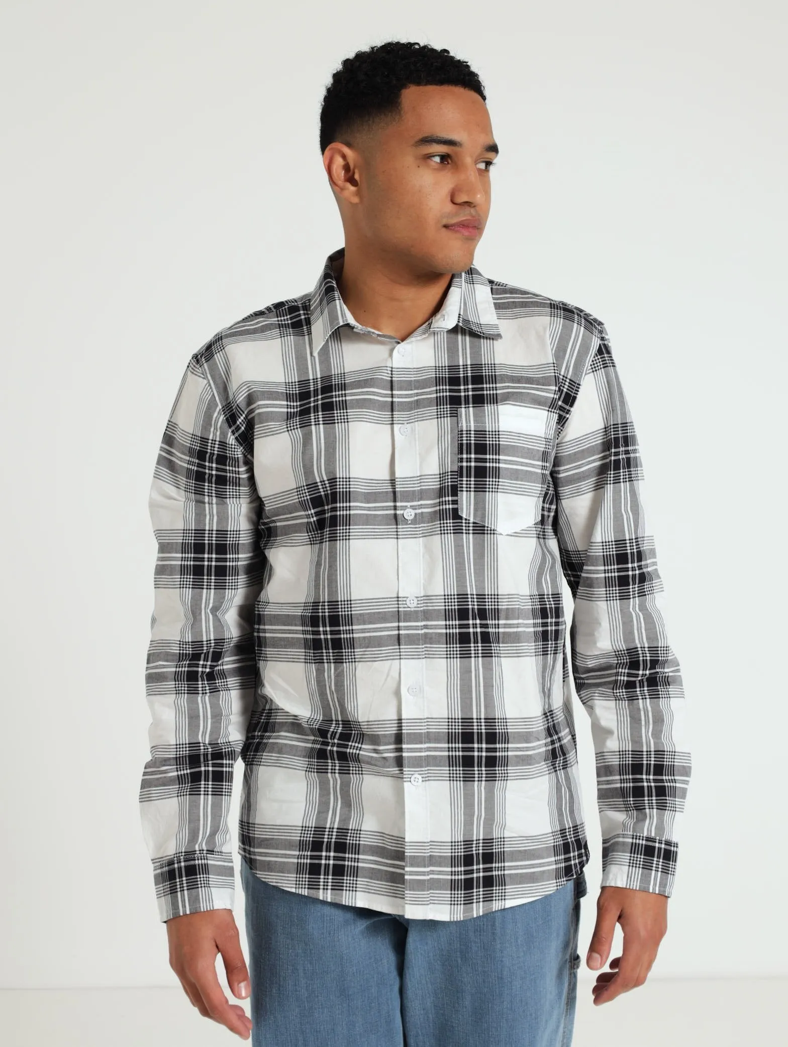 Long Sleeve Check Woven Shirt - White/Black sold by Edgars product image thumbnail 2