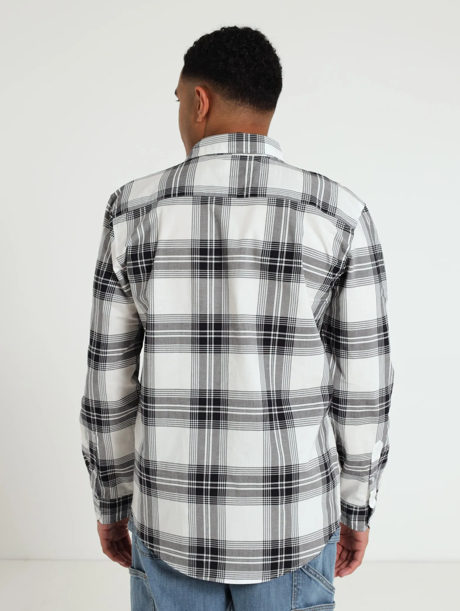 Long Sleeve Check Woven Shirt - White/Black sold by Edgars product image thumbnail 4