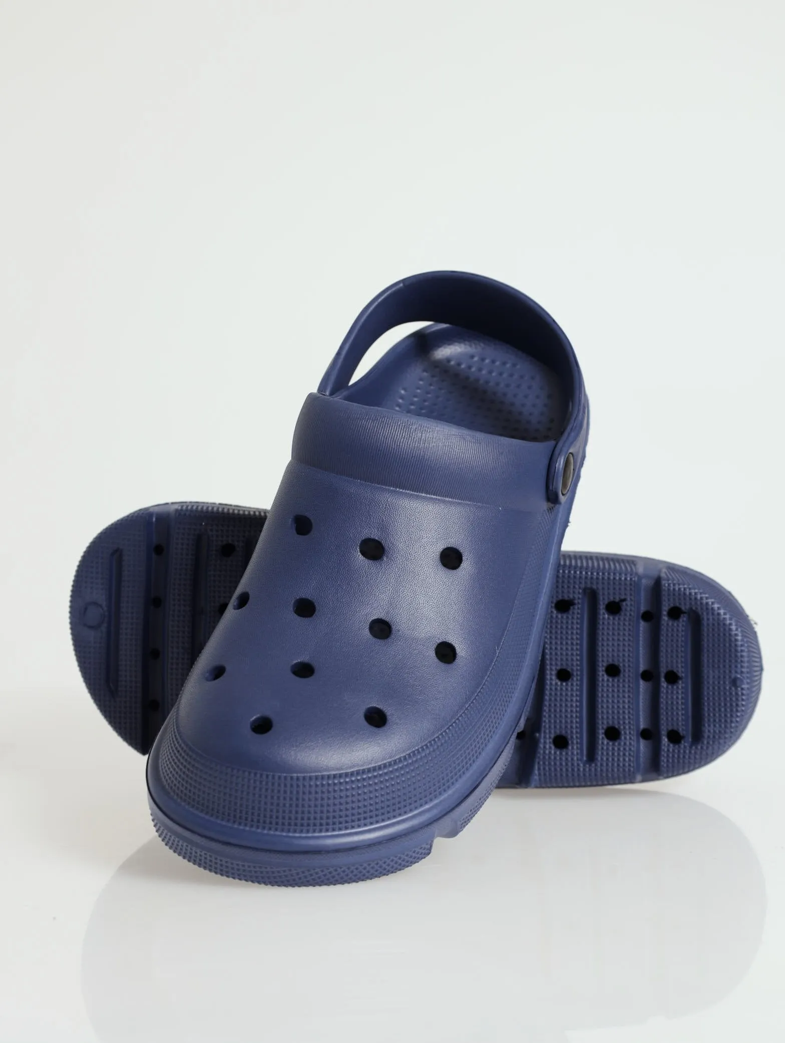 Chunky Moulded Clog - Navy (Vicky Check) sold by Edgars