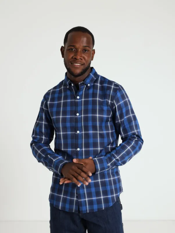 Long Sleeve Woven Check Shirt - Blue sold by Edgars