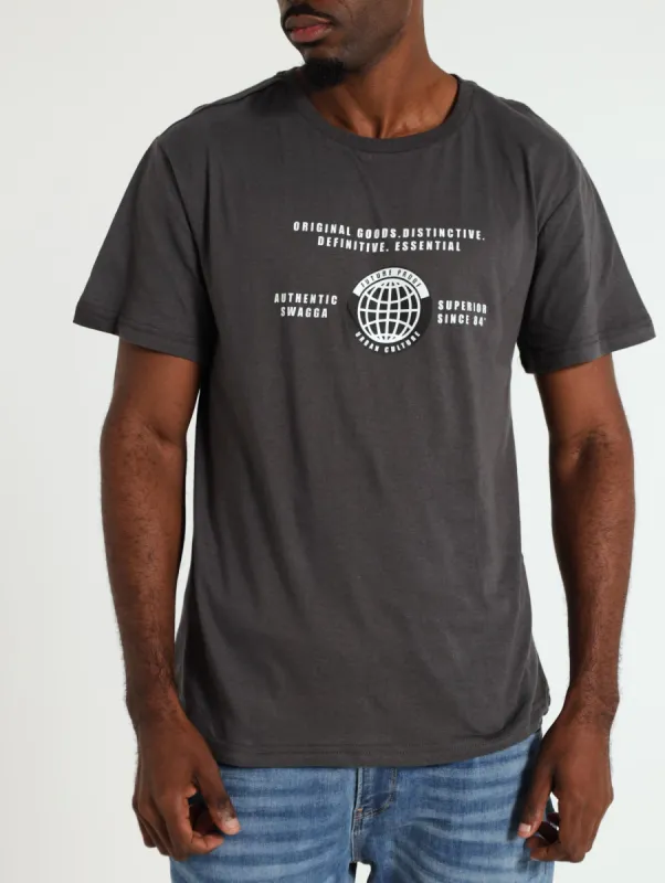 Basic Print Tee - Charcoal sold by Edgars