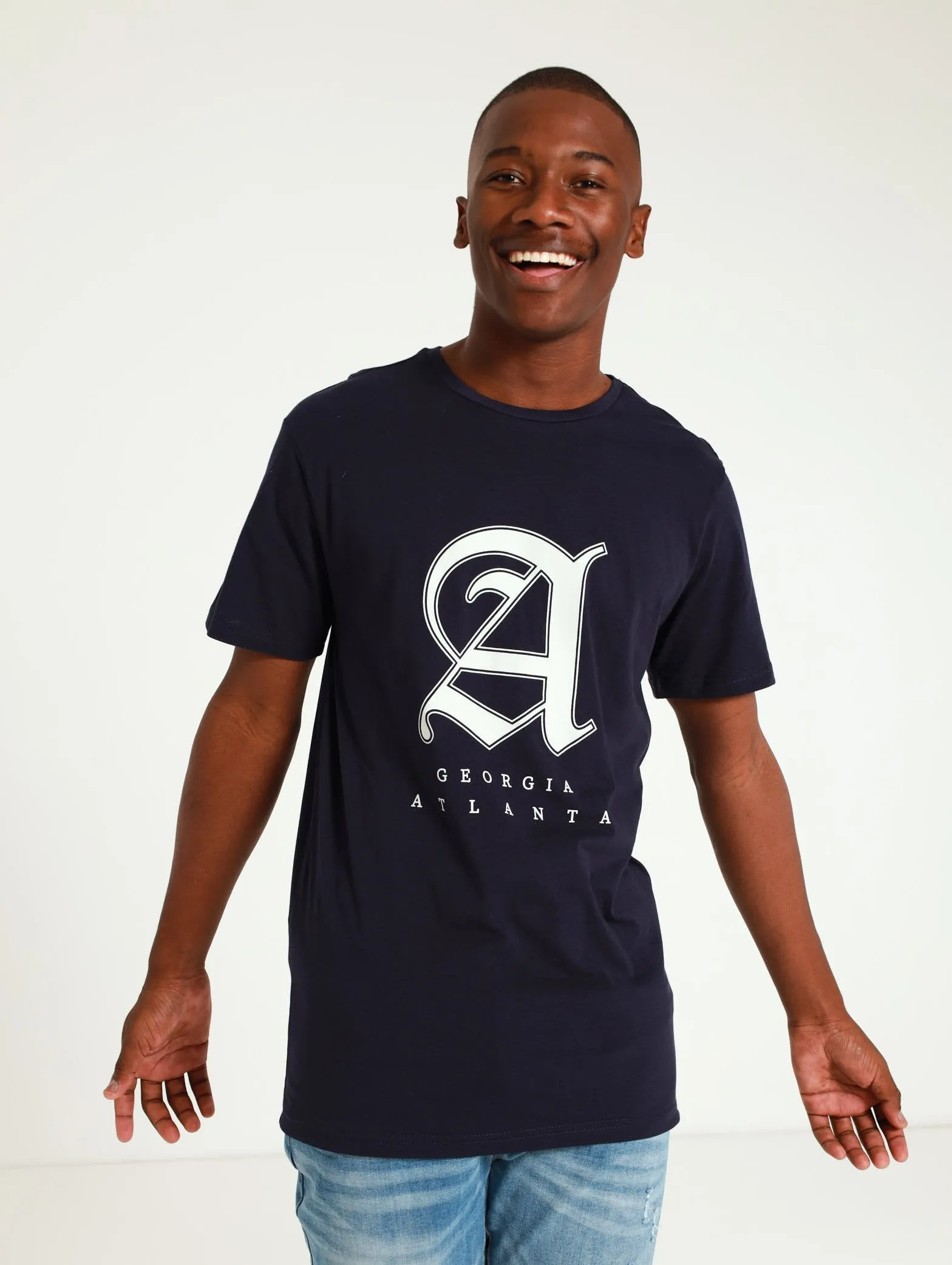 Printed Basic Tee - Navy sold by Edgars
