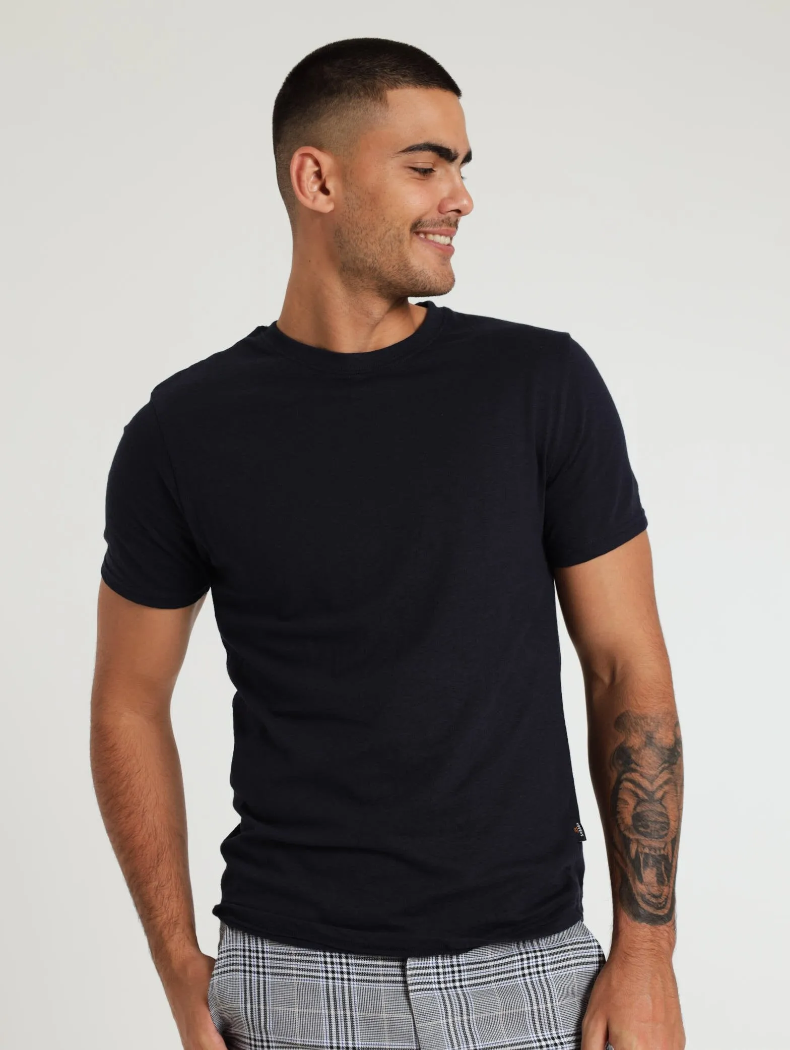 Jacquard Pattern Hex Tee - Navy sold by Edgars