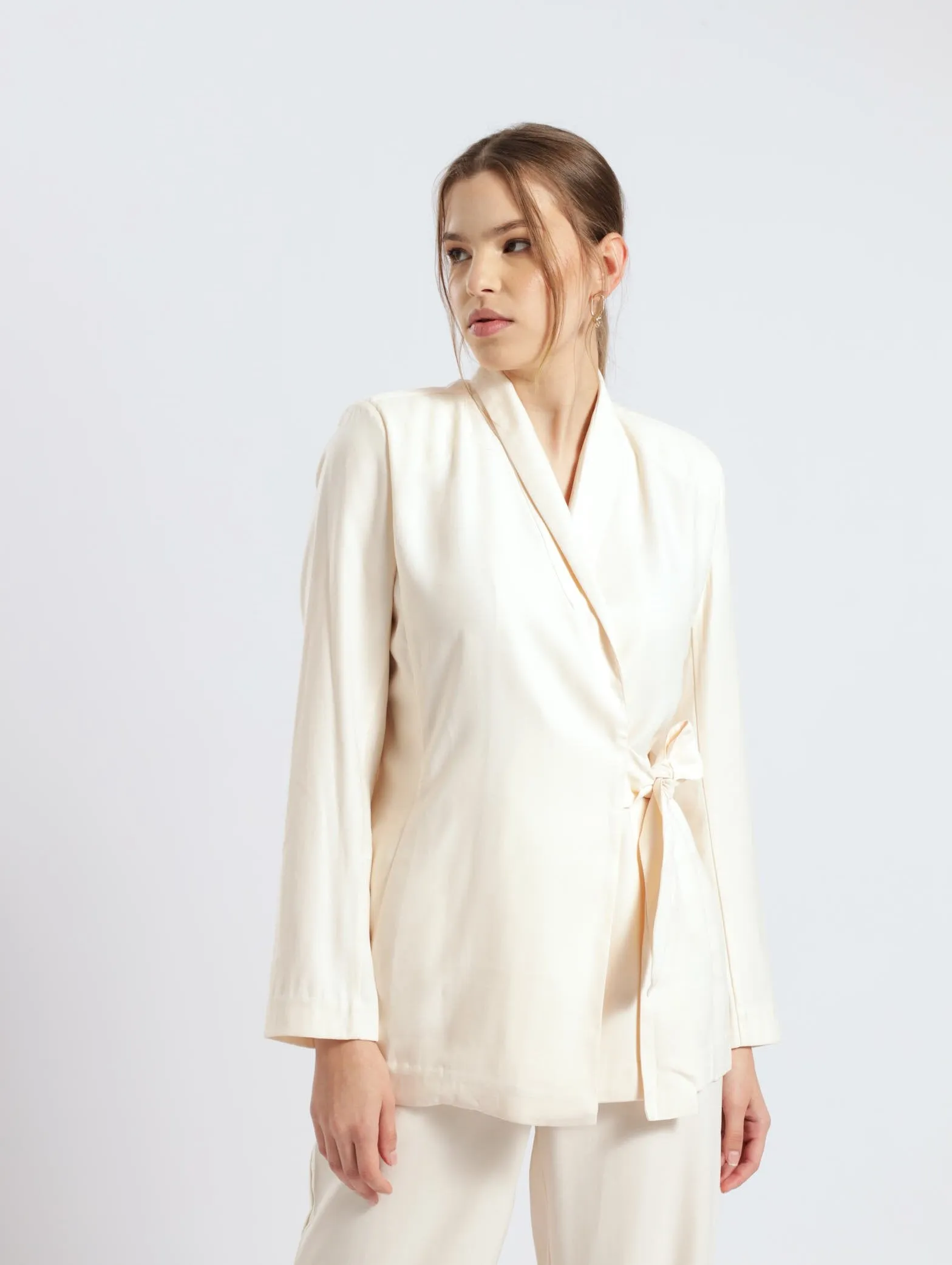 Unlined Wrap Blazer Jacket - Stone sold by Edgars