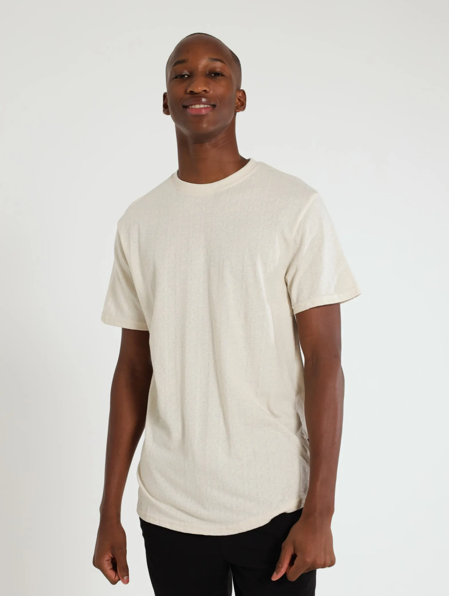 Jacquard Pattern Hex Tee - Cream sold by Edgars