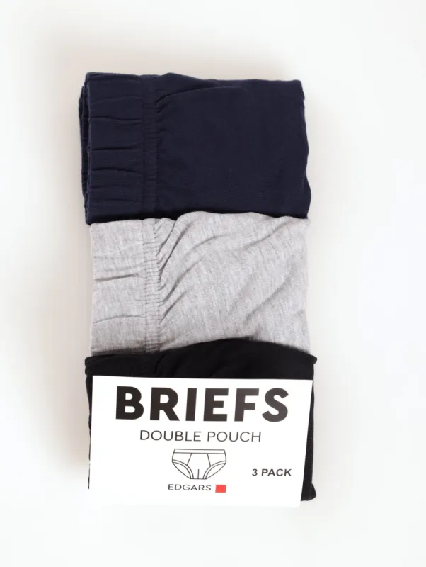 Men's 3 Pack Plain Mini Brief - Navy/Black/Grey sold by Edgars 