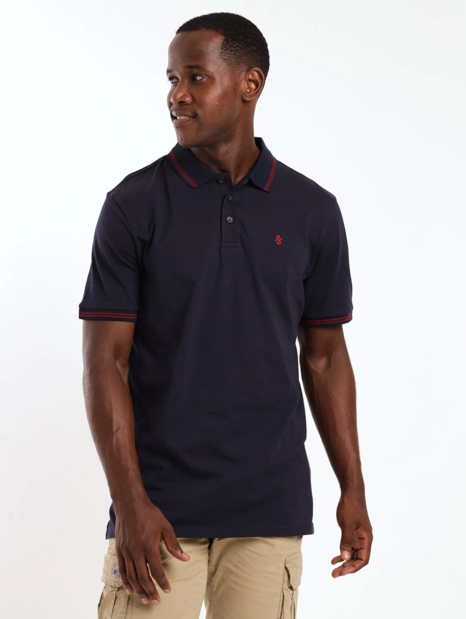 Men's Single Jersey Golfer - Navy sold by Edgars