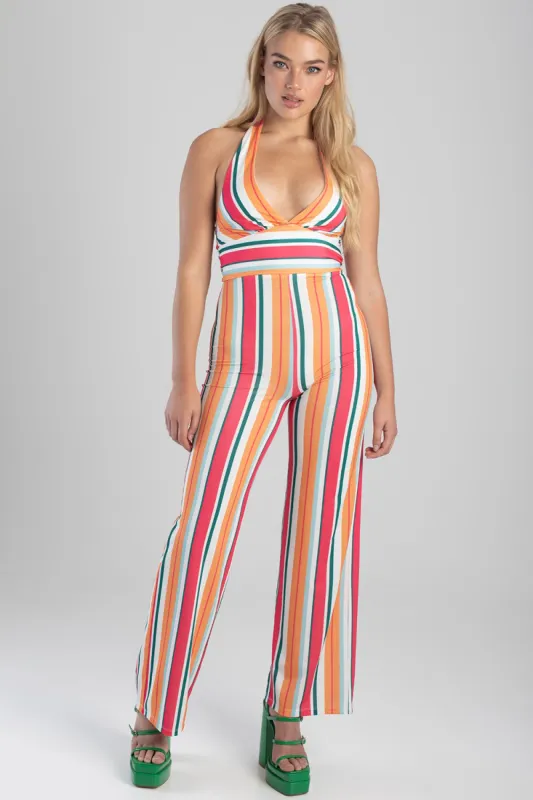Ladies Halter Neck Striped Jumpsuit sold by Edgars 