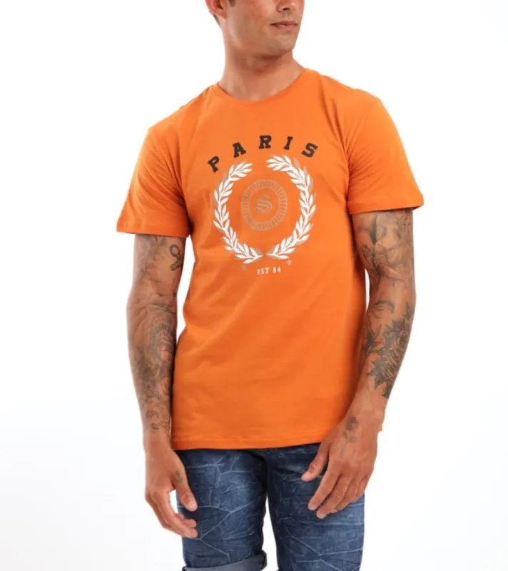 Men's Short Sleeve Basic Printed Tee - Burnt Orange sold by Edgars 