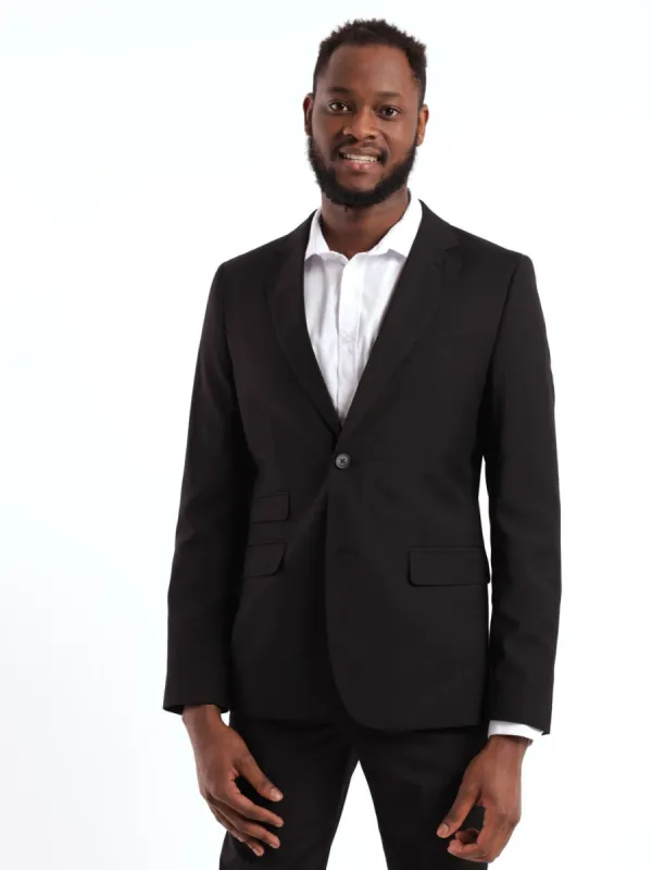 Men's Regular Fit Viscose Blend Suit Jacket - Black made by Signature