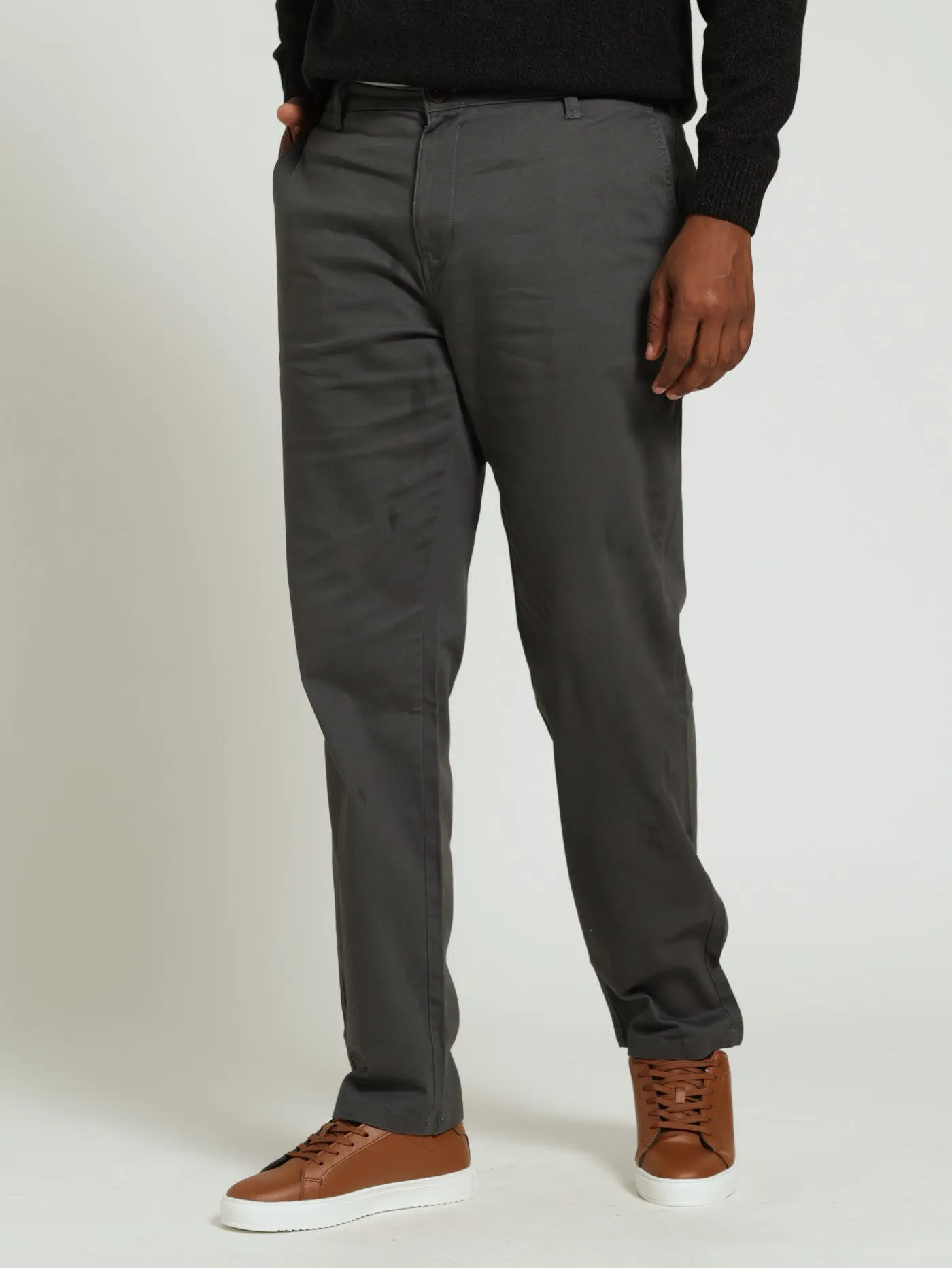 Men's New Basic Stretch Fit Chino - Grey sold by Edgars