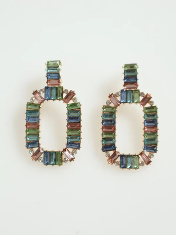 Colour Stone Door Knocker Earring - Gold sold by Edgars