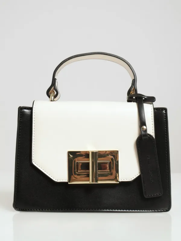 Gem Top Handle Bag - Black/White sold by Edgars 