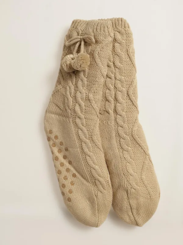 Bed Sock With Pom Pom - Beige sold by Edgars 
