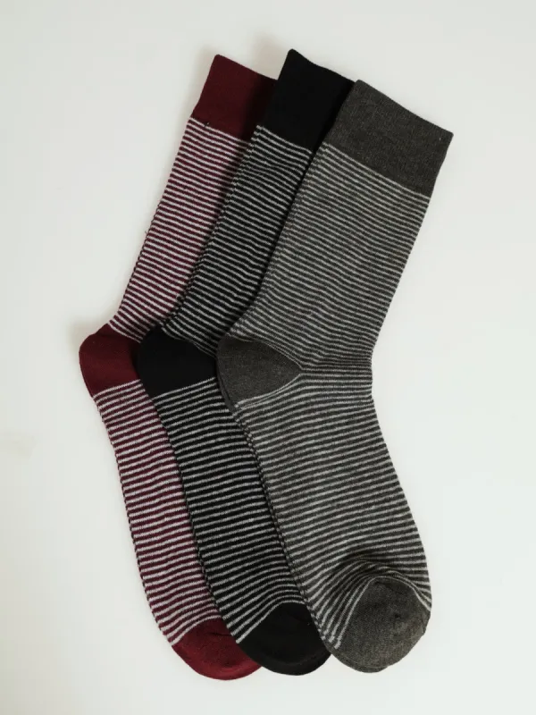 3 Pack Fashion Anklet Socks - Burgundy/Charcoal/Black sold by Edgars 