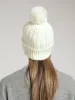 Knitted Turn Up Pompom Beanie - Cream sold by Edgars