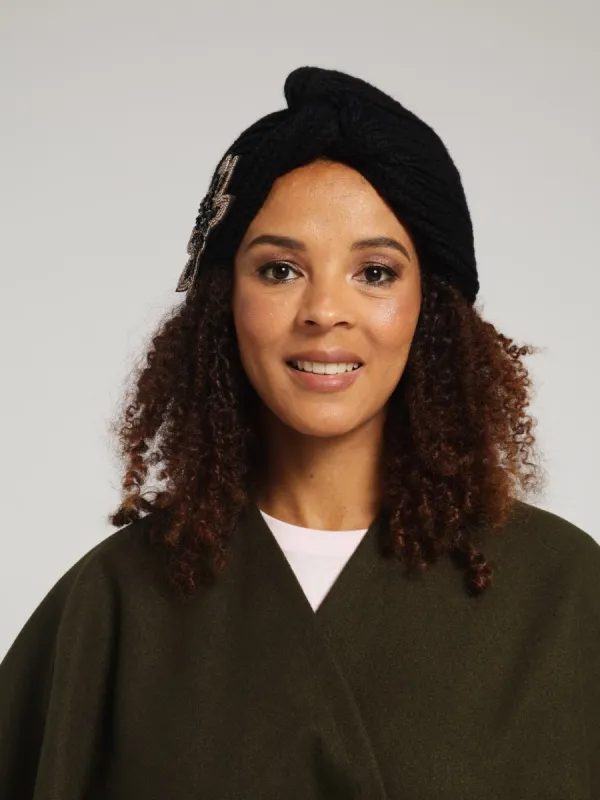 Embellished Knitted Turban - Black sold by Edgars