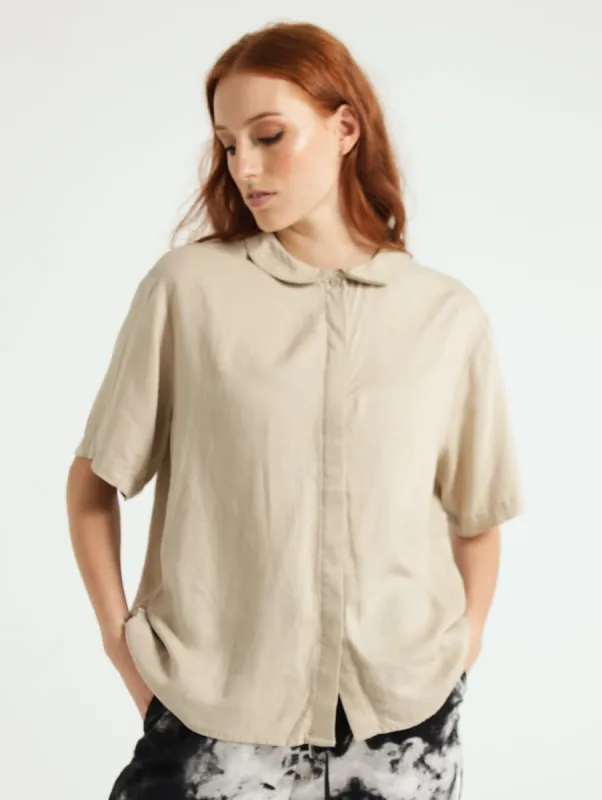 Peter Pan Collar Shirt - Silver sold by Edgars 