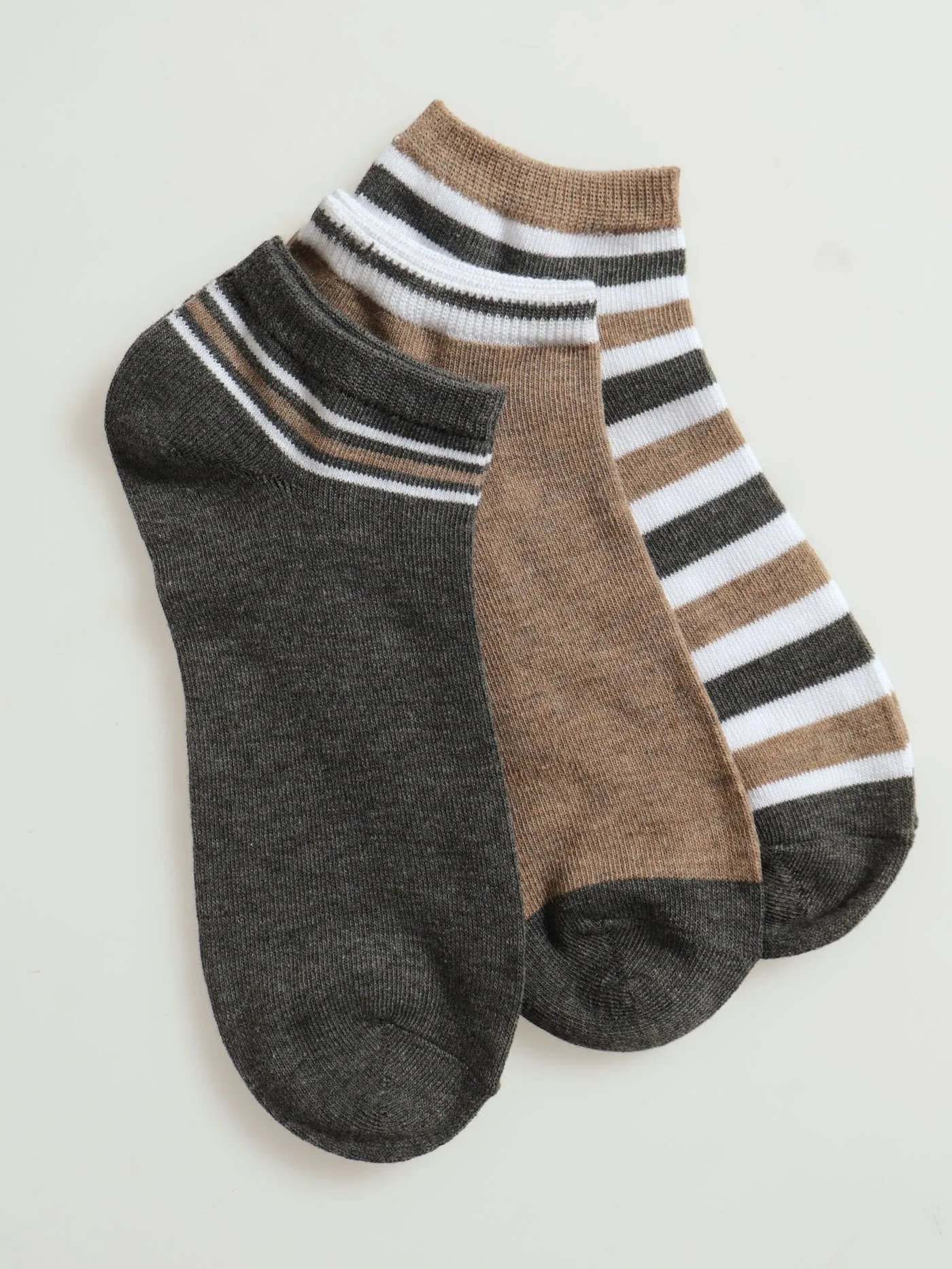 3 Pack Fashion Lowcut Socks - Grey /Natural sold by Edgars