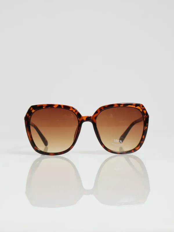 Shiny Sunglasses With Gold Metal - Tortoise made by Edgars