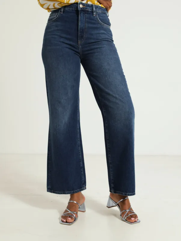 Ankle Wide Leg Denim Jeans - Light blue sold by Edgars