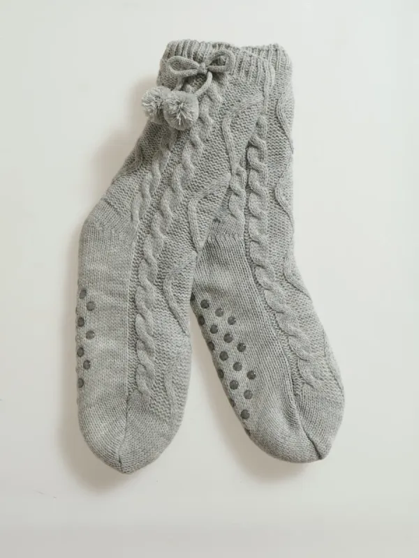 Bed Sock With  Pom Pom - Grey sold by Edgars 