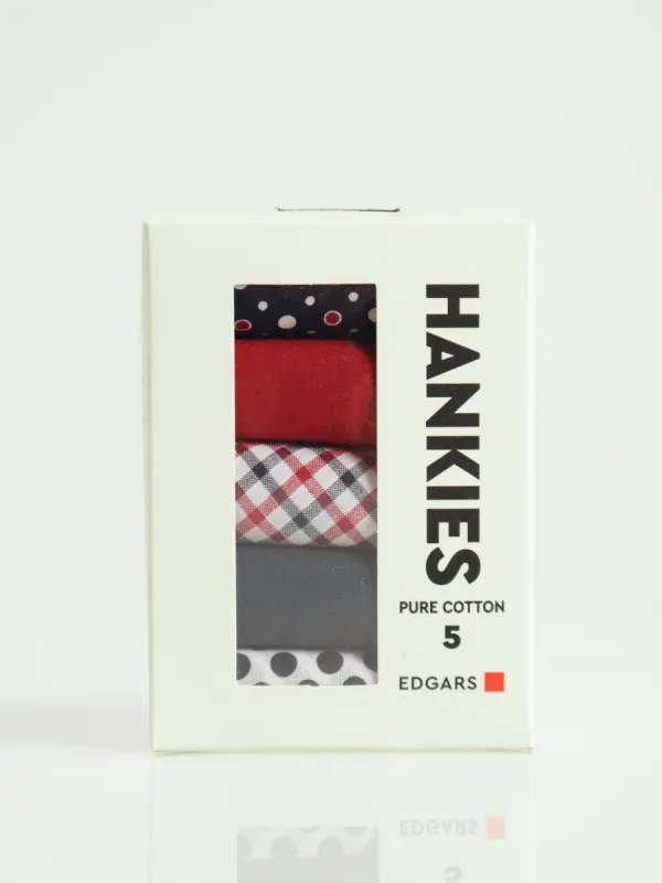 5 Pack Fashion Handkerchiefs - Navy/Red sold by Edgars