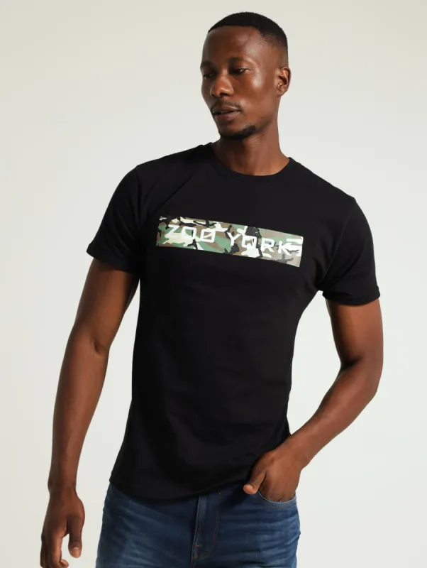 Camo Rectangular Printed Tee - Black sold by Edgars