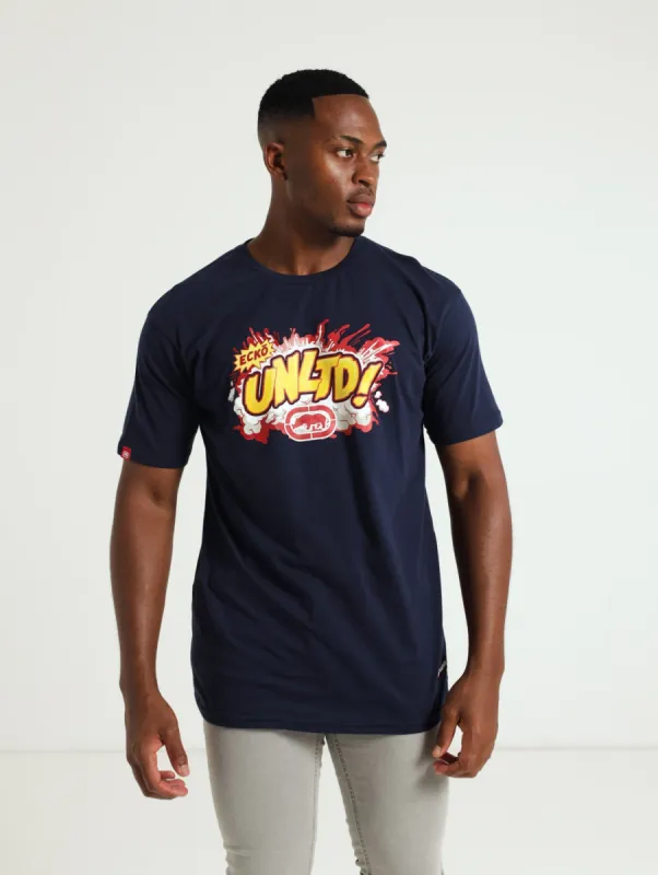 Comic Chest Print Tee - Navy sold by Edgars 