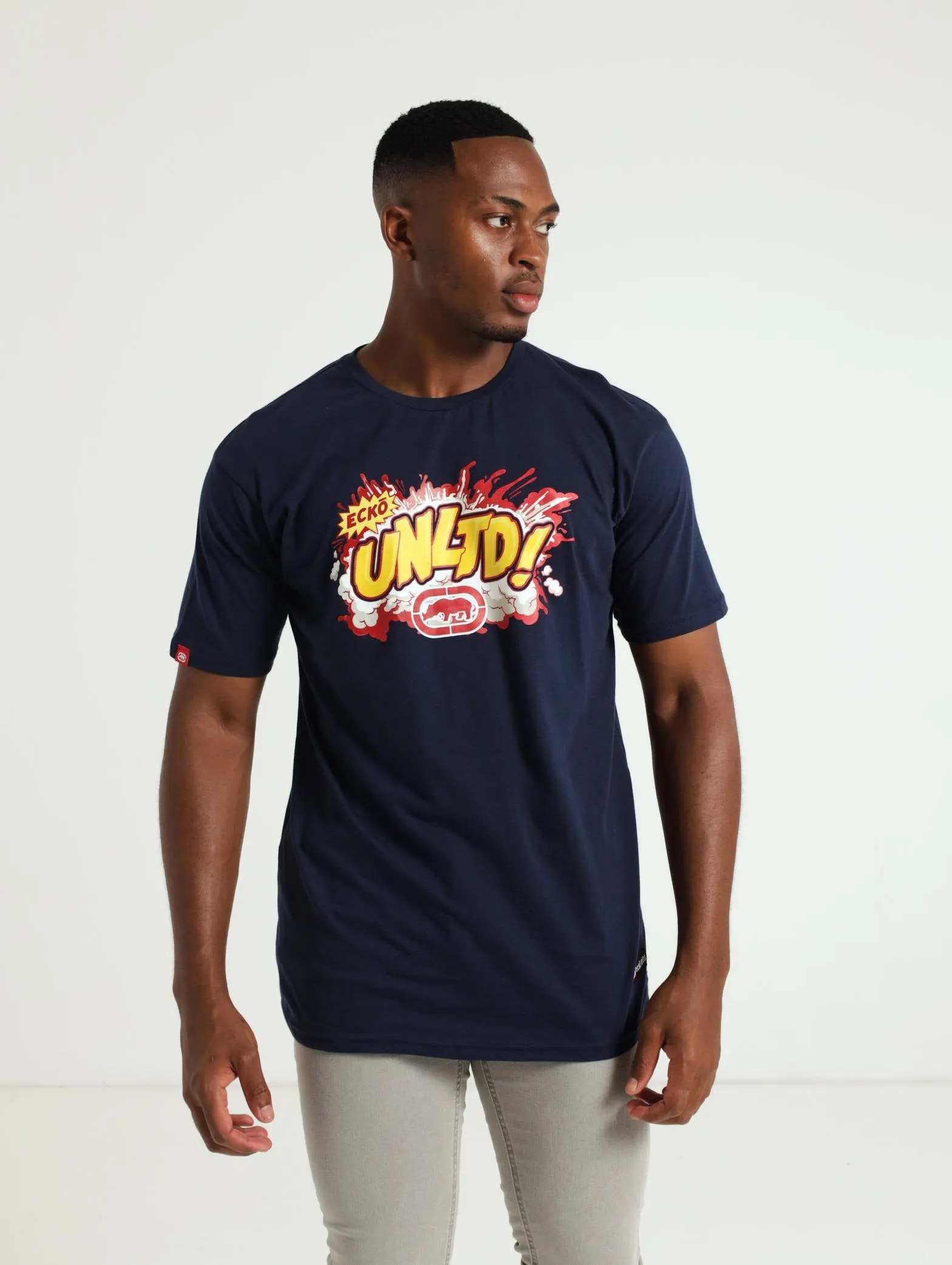 Comic Chest Print Tee - Navy sold by Edgars