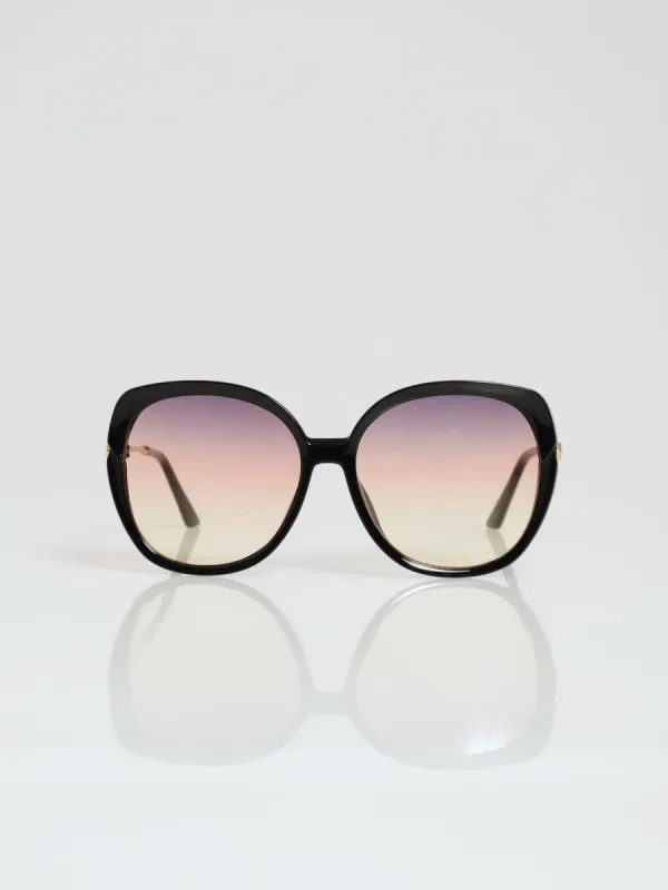 Round Frame Rainbow Grad Lense Sunglasses - Black made by Edgars