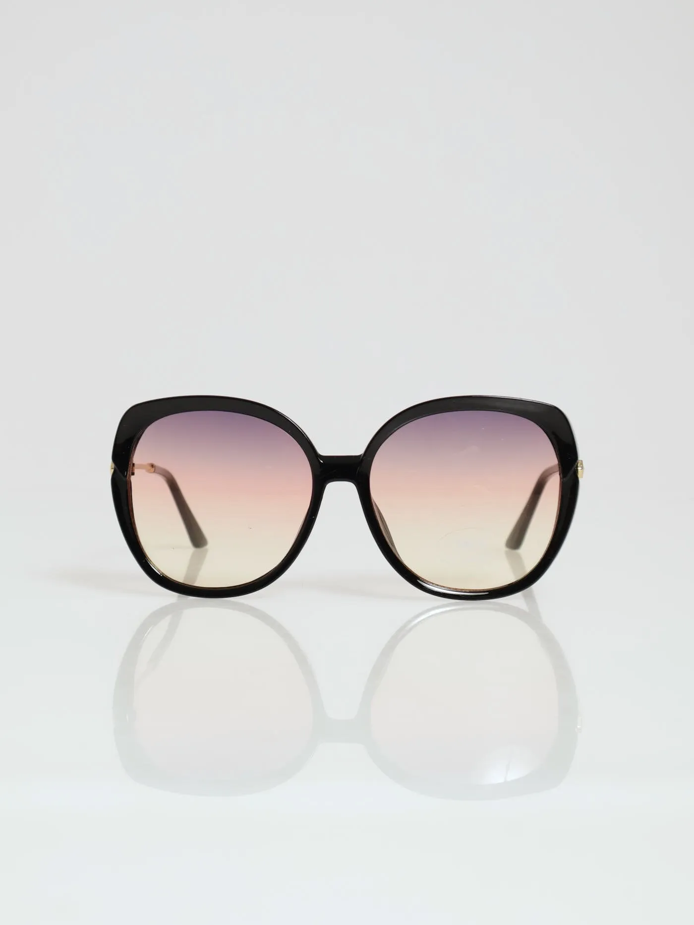 Round Frame Rainbow Grad Lense Sunglasses - Black sold by Edgars