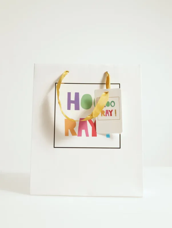 Hooray Slogan Gift Bag - White sold by Edgars 