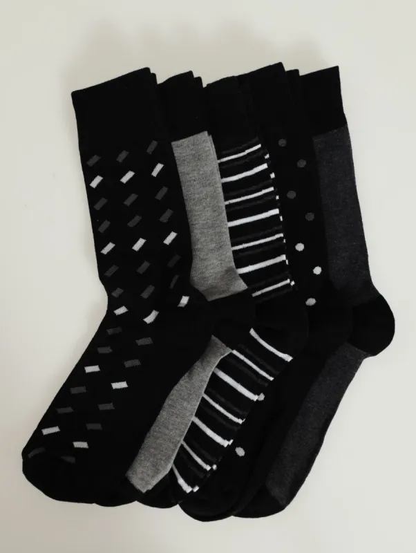 5 Pack Ripple Design Anklet Socks - Black sold by Edgars 