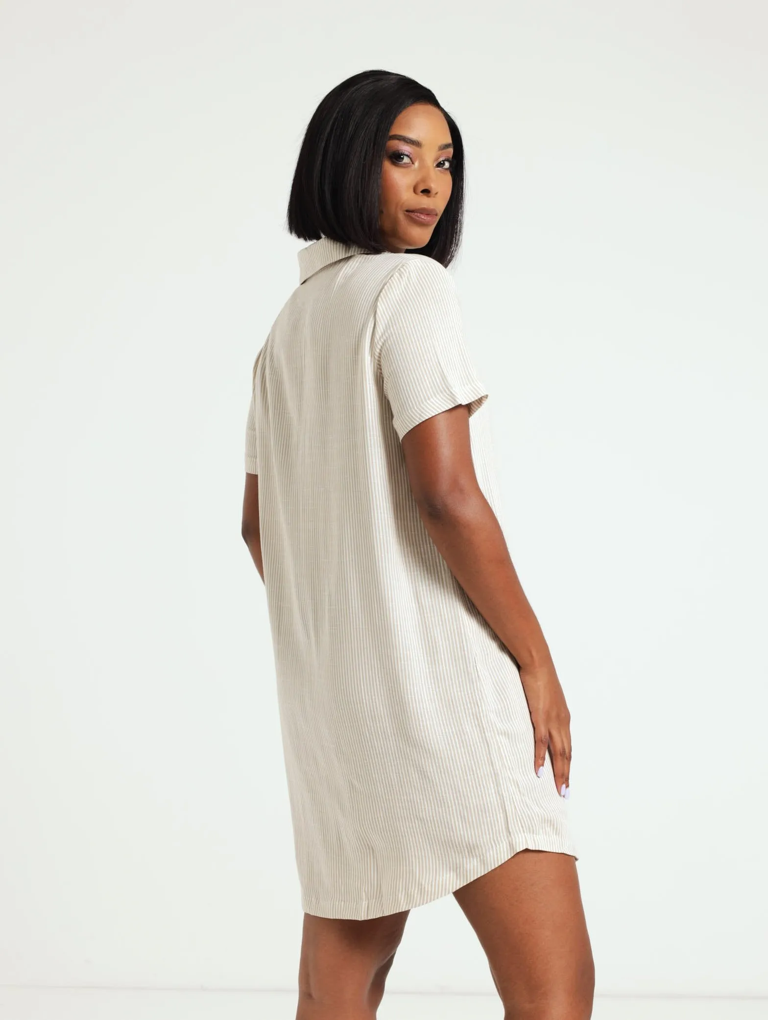 Stripe Button Through Linen Blend Sleepshirt - Brown/White sold by Edgars product image thumbnail 3