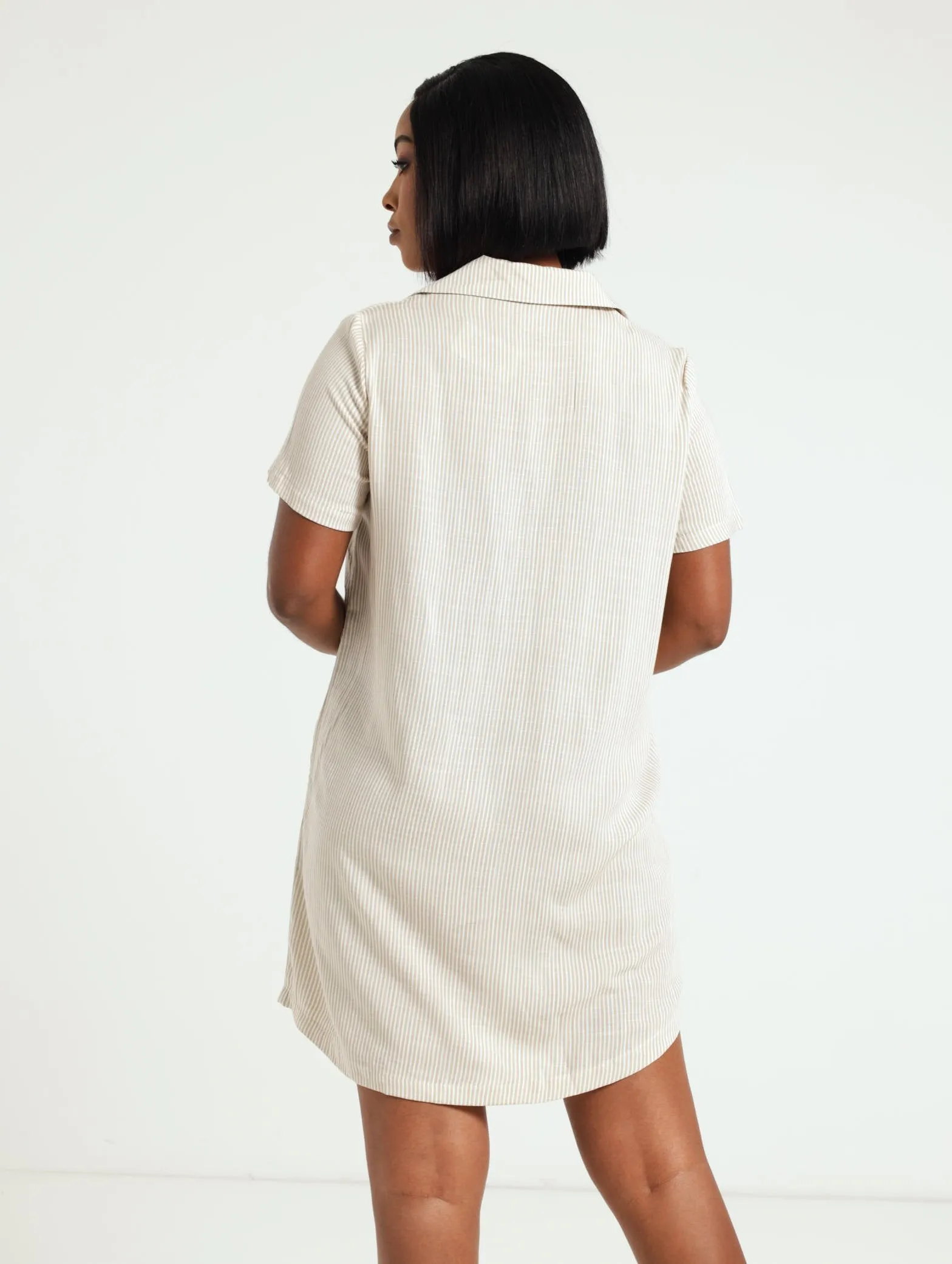 Stripe Button Through Linen Blend Sleepshirt - Brown/White sold by Edgars product image thumbnail 4