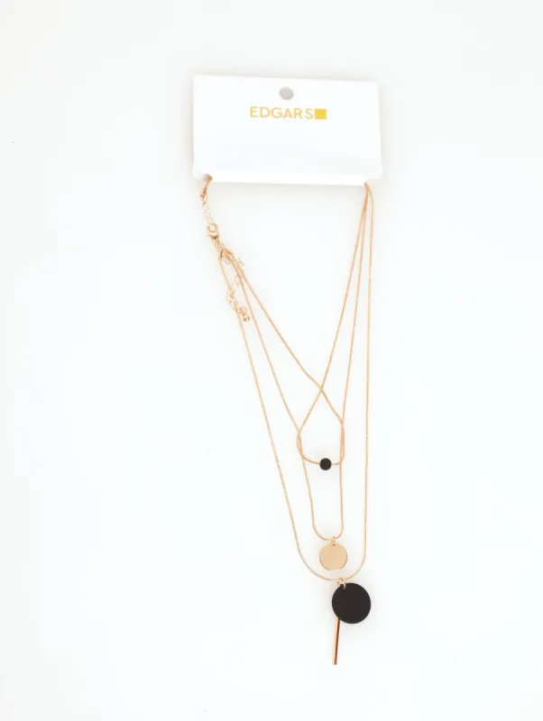 Ladies 3-Layer Matte Pendant Necklace - Gold sold by Edgars 