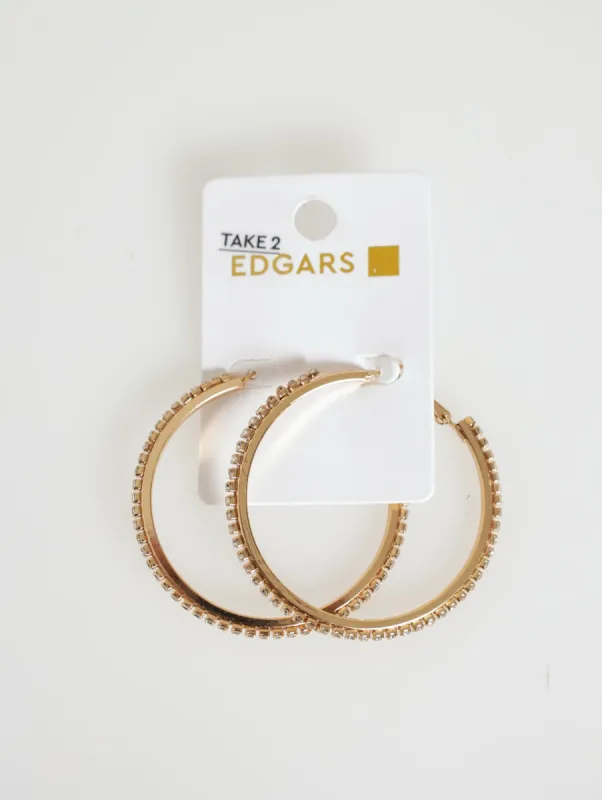Ladies Diamante Hoop Earings - Gold sold by Edgars 