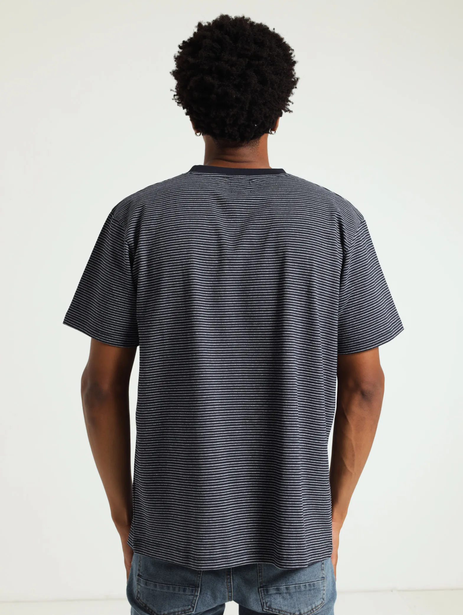Jacquard Stripe Crew Tee - Navy sold by Edgars product image thumbnail 3