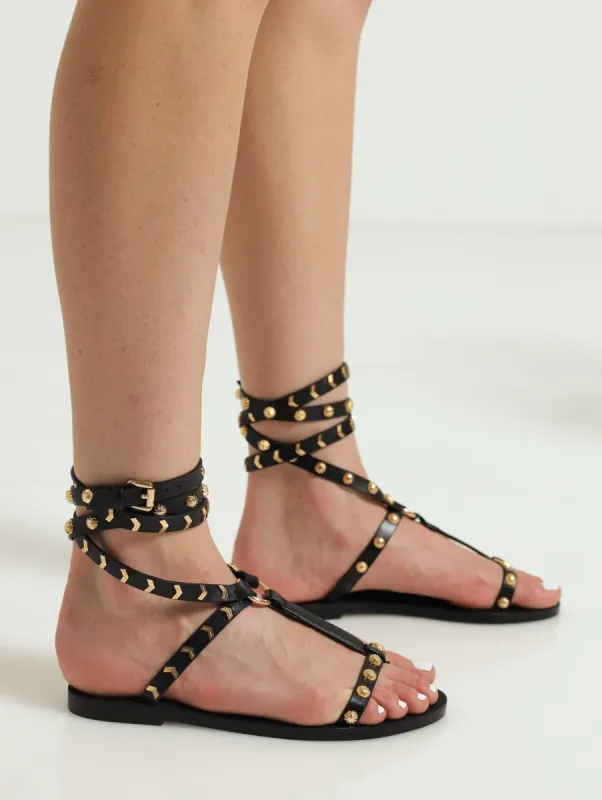 Sacred Gladiator Toe Post Flat Sandal - Black sold by Edgars