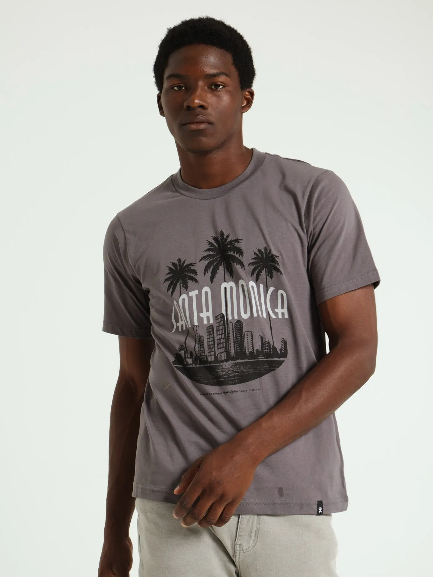 Santa Monica Palm City Tee - Gunmetal sold by Edgars