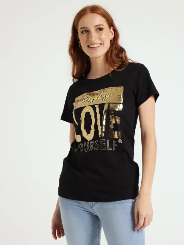 Regular Fit Multi Technique Logo Top - Black sold by Edgars